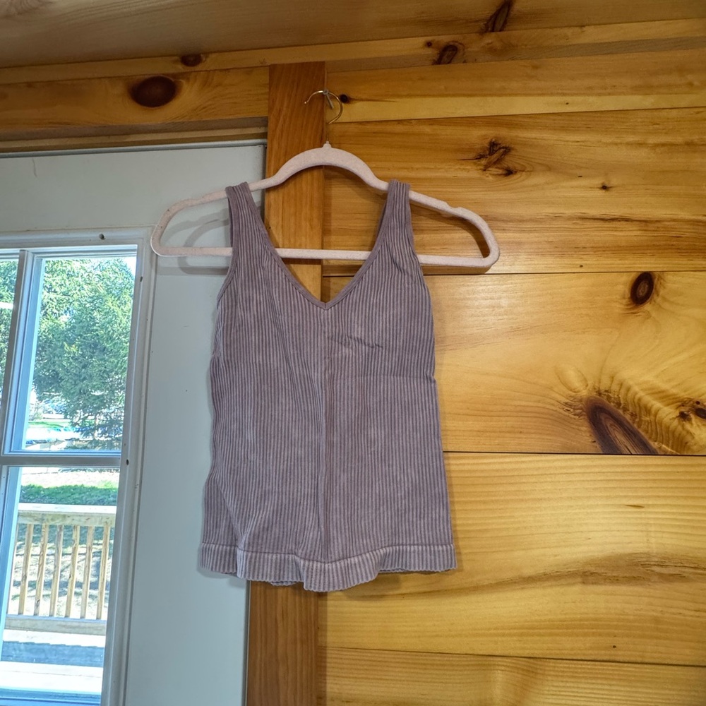 Women's Ribbed Tank Top -  Purple Gray